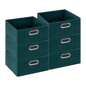 5five Opbergmand/kastmand - 6x - petrol blauw - linnen - 14 liter - 31 x 31 x 15 cm - Opbergbox - Vakkenka -