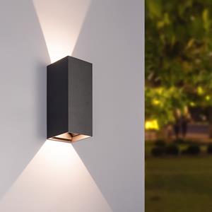 HOFTRONIC™ Miles S LED wandlamp - up en down light buiten - 3000K warm wit- 10 Watt 760 lumen- IP65 waterdicht - Zwart - buitenverlichting