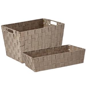 Kipit Kast/badkamer opbergmandjes set van 4x stuks beige in 2 formaten -