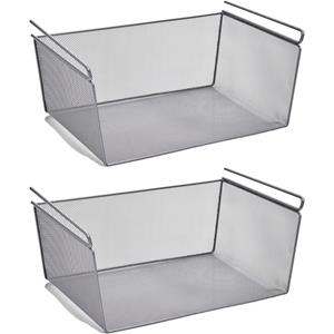 Zeller Kastmandje - 2x - opberg/hang mandjes - metaal - 43 x 26 x 19 cm -