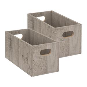 5five Opbergmand/kastmand van hout - Set van 4x stuks - grijs - 7 Liter - 31 x 15 x 15 cm - Opbergbo -