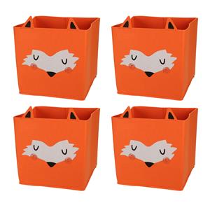 Merkloos 4x stuks opbergmand vilt kinderkamer - dieren thema vos - 32 x 32 x 32 cm -