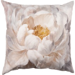 Clayre & Eef Kussenhoes 45x45 cm Wit Geel Polyester Bloemen