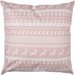 Clayre & Eef Kussenhoes 45x45 cm Roze Wit Polyester Sierkussenhoes