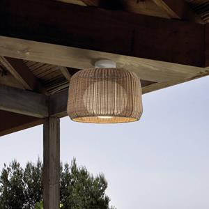 Bover buiten plafondlamp Fora, naturel wit/beige, Ø 50 cm