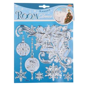 Raamstickers/raamdecoratie - kerst - kerstklokken - sneeuwvlokken - 18x24 cm -
