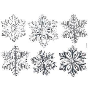 6x Kerst decoratie raamstickers zilveren sneeuwvlokken -