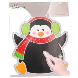 Kerst decoratie pinguin krijtbord sticker 31 x cm -