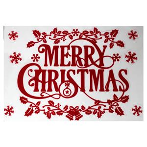 1x stuks velletjes kerst raamstickers rood Merry Christmas 29,5 x cm -
