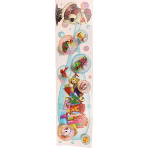 Merkloos Kerst raamsticker - kerstman met bellenblaas - 64 x 15 cm - kerststickers -