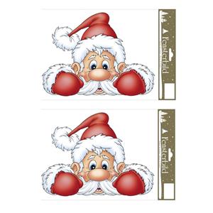 Merkloos 2x stuks velletjes kerst raamstickers kerstman 21 x 32 cm -