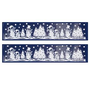 Merkloos 2x stuks velletjes kerst raamstickers sneeuw landschap 12,5 x 58,5 cm -