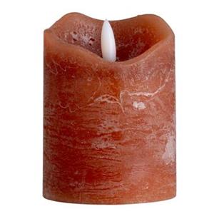 Leen Bakker LED kaars rustiek - terra - 10xØ7,6 cm