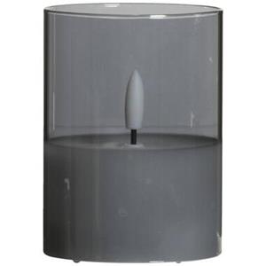 Leen Bakker Led kaars in glas - grijs - 10xØ7,5 cm