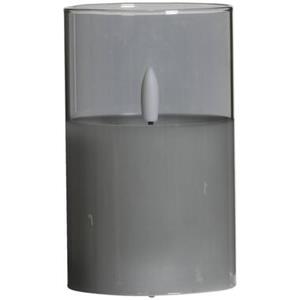 Leen Bakker Led kaars in glas - grijs - 12,5xØ7,5 cm