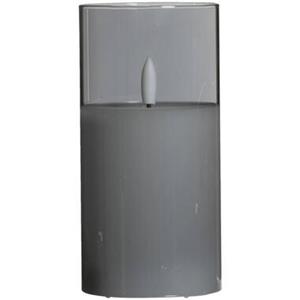Leen Bakker Led kaars in glas - grijs - 15xØ7,5 cm