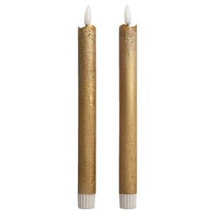 Leen Bakker LED dinerkaarsen goudkleurig 25 cm - 2 stuks
