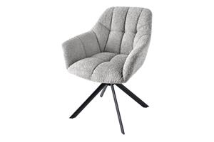 Invicta Interior Draaistoel PAPILLON draaibaar 180 graden met armleuningen boucle grijs - 44593
