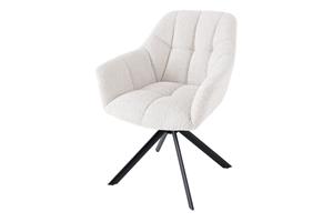 Invicta Interior Draaistoel PAPILLON draaibaar 180 graden met armleuningen boucle wit - 44591