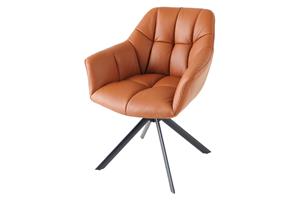 Invicta Interior Draaistoel PAPILLON draaibaar 180 graden met armleuningen leather cognac zwart - 44596