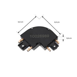 LINDBY L-connector Lumaro, zwart, 90°, afgerond, set van 2