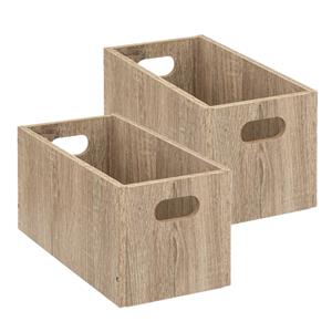 5five Opbergmand/kastmand van hout - Set van 4x stuks - lichtbruin - 7 Liter - 31 x 15 x 15 cm - Opb -