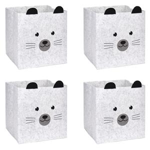 Merkloos 4x stuks opbergmand/kastmand vilt kinderkamer - dieren thema muis - 32 cm -