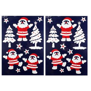 Merkloos 2x Velletje kerst raamversiering kerstmannetjes raamstickers 28,5 x cm -