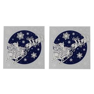 Merkloos 2x stuks velletjes kerst dubbelzijdige glitter raamstickers kerstman slee 31 x 31 cm -