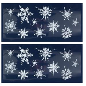 Merkloos 3x Kerst raamversiering raamstickers witte glitter sneeuwvlokken 23 x 49 cm -