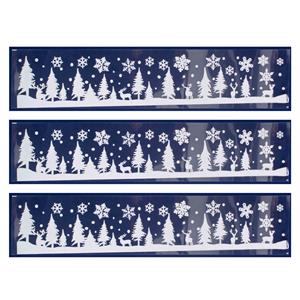 Merkloos 4x stuks velletjes kerst raamstickers sneeuw landschap 12,5 x 58,5 cm -