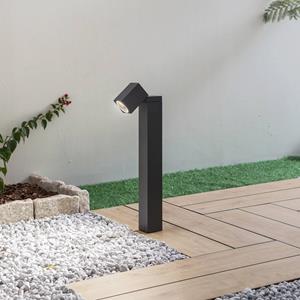 LINDBY sokkellamp Othil, 50 cm hoog, grijs, aluminium