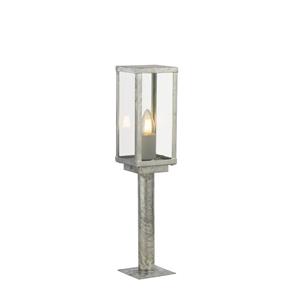 Searchlight Box II sokkellamp, 50 cm hoog, zilver/helder, glas, IP44