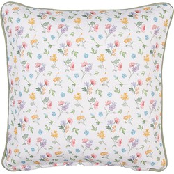 Clayre & Eef Kussenhoes 40x40 cm Wit Groen Katoen Vierkant Bloemen