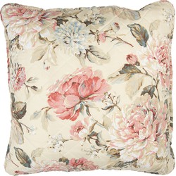 Clayre & Eef Kussenhoes 50x50 cm Beige Roze Polyester Katoen Vierkant