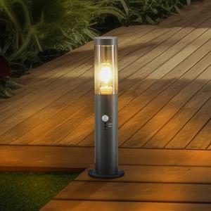 LINDBY Statius sokkellamp, zwart, ijzer, sensor, 45 cm