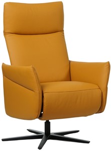 SHOPX HUISCOLLECTIE Gele leren moderne relaxfauteuil Ease - staal zwart frame met stervoet - zithoogte medium - Toledo Leer Leem (geel leer)