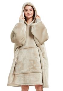 Badrock Draagbare deken met capuchon & mouwen - khaki