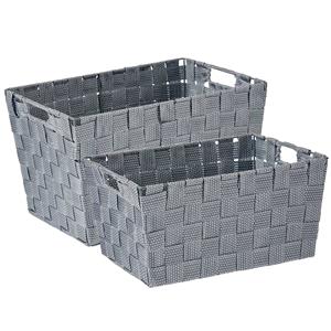 Kipit Kast/badkamer opbergmandjes set van 4x stuks zilvergrijs in 2 formaten -