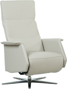 SHOPX HUISCOLLECTIE Crème leren moderne relaxfauteuil Mojo - met stervoet chroom - zithoogte medium - Toledo leer Misty (crème leer)