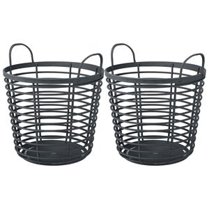 Prosperplast Draadmand/wasmand/opbergmand - 2x - van stevig kunststof - antraciet - D43 x H43 cm -