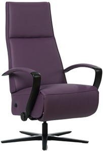 SHOPX HUISCOLLECTIE Paarse leren industriële relaxfauteuil Idol - staal zwart frame met stervoet - zithoogte hoog - Toledo Leer Aubergine (paars leer)