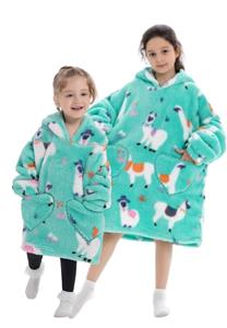 Comvie Alpaca deken kind met capuchon - fleece poncho-98 t/m 128 (ca.3-7 jaar)