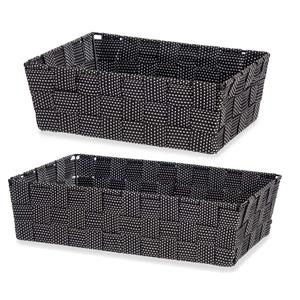 Kipit Set van 6x stuks Kast/badkamer opbergmandjes zwart in 2 formaten -