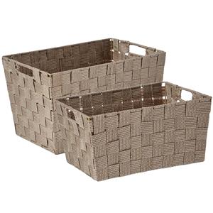 Kipit Kast/badkamer opbergmandjes set van 4x stuks beige in 2 formaten -