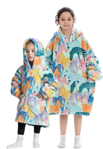 Comvie Zebra deken kind met capuchon - fleece poncho-134 t/m 158 (ca.8-12 jaar)