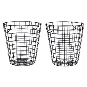 Arte r 2x stuks draadmanden/wasmanden metaal zwart 30 x 30 cm -