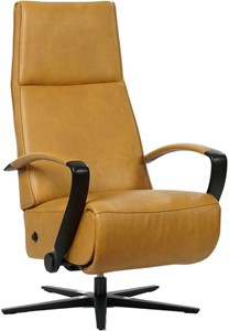 SHOPX HUISCOLLECTIE Cognac leren industriële relaxfauteuil Idol - staal zwart frame met stervoet - zithoogte medium - Granada leer Amber (cognac leer)