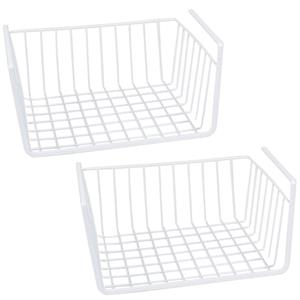 Gerimport 4x Stuks opberg/opruim hangmandje/kastmandje wit cm van ijzer -
