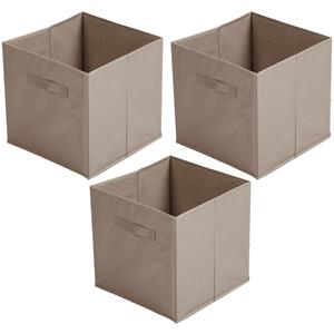 Urban Living Opbergmand/kastmand Square Box - 6x - karton/kunststof - 29 liter - beige - 31 x 31 x 31 cm -